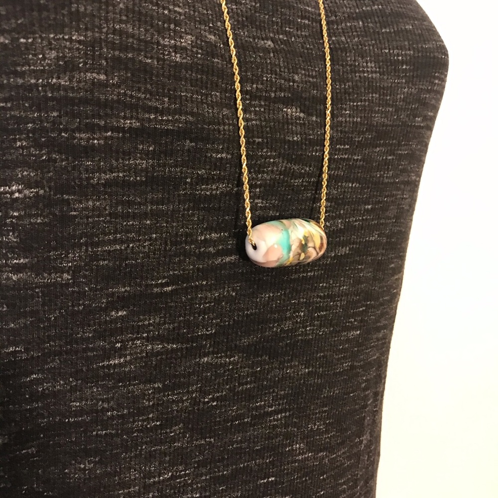 Long chain and stone necklace